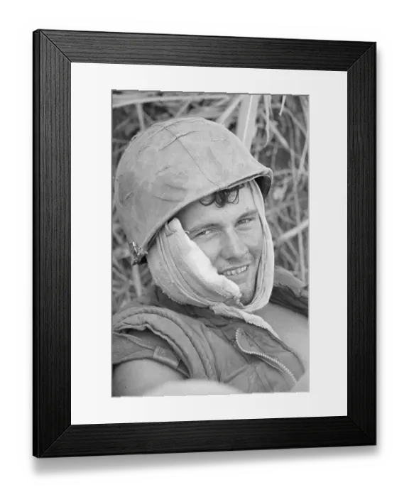 Framed Print : Wounded Marine Smiles Through Bandages Framed Print : Wounded Marine Smiles Through Bandages