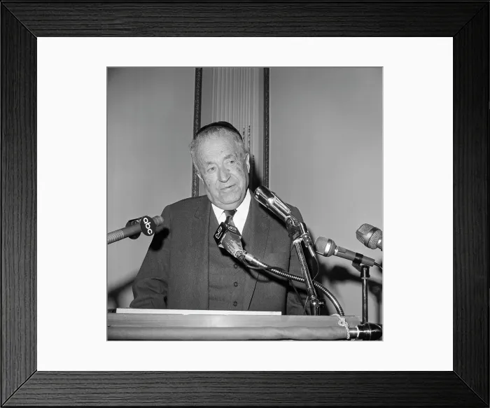 Framed Print : S.Y. Agnon In Front Of News Microphones