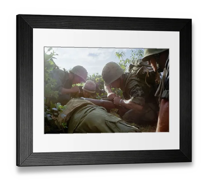Framed Print : Marines Treating Wounded Comrade Framed Print : Marines Treating Wounded Comrade
