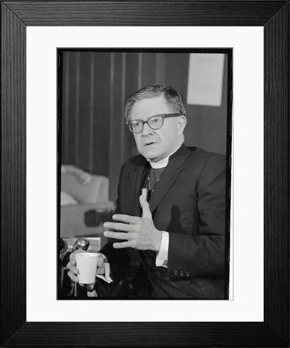 Framed Print : James A. Pike Gesturing and Holding Cup While Speaking to Press Framed Print : James A. Pike Gesturing and Holding Cup While Speaking to Press