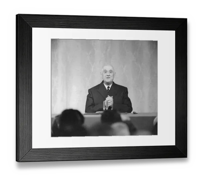 Framed Print : Charles De Gaulle Giving Speech Framed Print : Charles De Gaulle Giving Speech