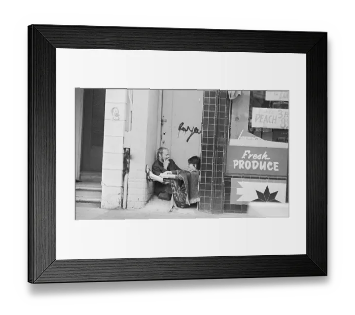 Framed Print : Hippies in Doorway of Haight-Ashbury District Framed Print : Hippies in Doorway of Haight-Ashbury District