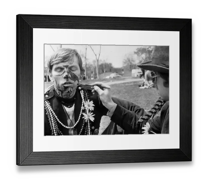 Framed Print : Hippie Gets Painted Face Framed Print : Hippie Gets Painted Face