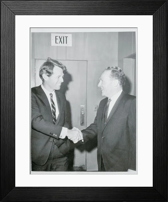 Framed Print : Robert Kennedy Shaking Hands With Samuel Yorty