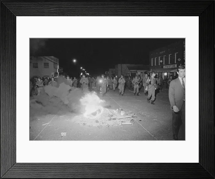 Framed Print : National Guardsmen Patrolling the Street Framed Print : National Guardsmen Patrolling the Street
