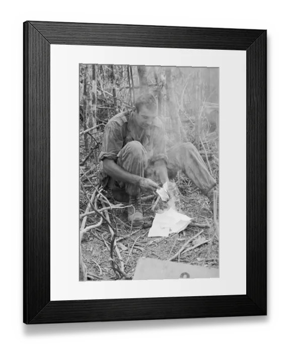 Framed Print : American Soldier Burning His Mail In Vietnam Framed Print : American Soldier Burning His Mail In Vietnam