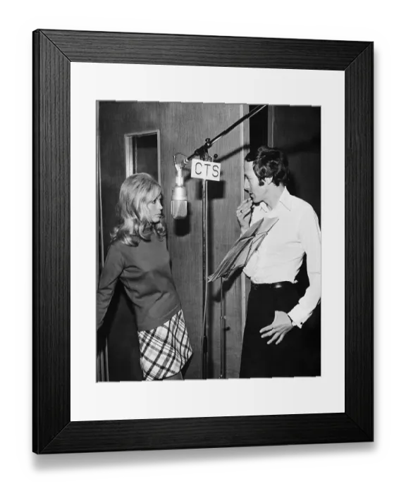 Framed Print : Nancy Sinatra in Recording Studio with John Barry Framed Print : Nancy Sinatra in Recording Studio with John Barry
