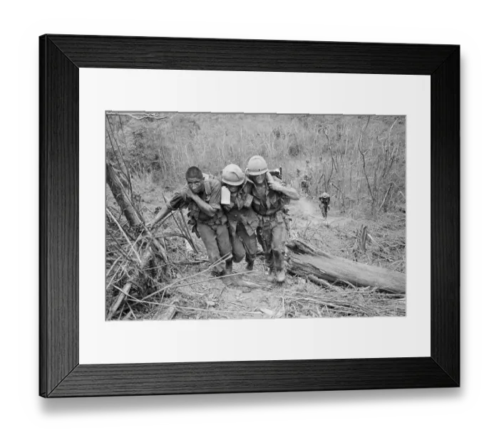 Framed Print : Soldiers Helping Wounded Marine Framed Print : Soldiers Helping Wounded Marine