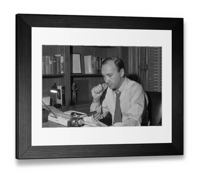 Framed Print : Neil Simon Working at Typewriter Framed Print : Neil Simon Working at Typewriter