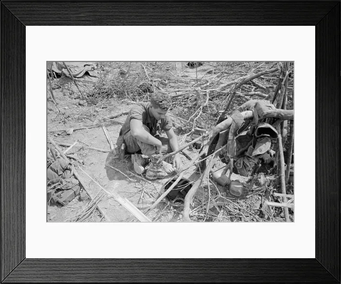 Framed Print : Break In Battle- Marine Massages Toes Framed Print : Break In Battle- Marine Massages Toes