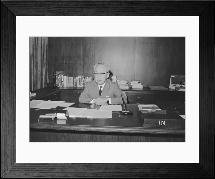 Framed Print : Asian Development Bank President Takeshi Watanabe at His Desk Framed Print : Asian Development Bank President Takeshi Watanabe at His Desk