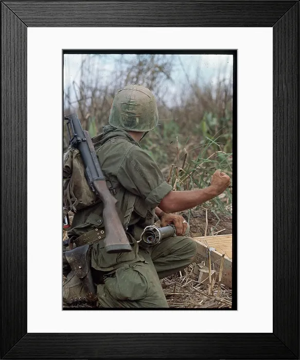 Framed Print : Marine Kneeling with Grenade Launcher Framed Print : Marine Kneeling with Grenade Launcher