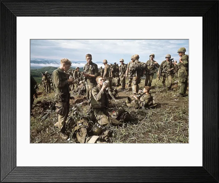 Framed Print : Marines Relaxing After Three Day Battle Framed Print : Marines Relaxing After Three Day Battle