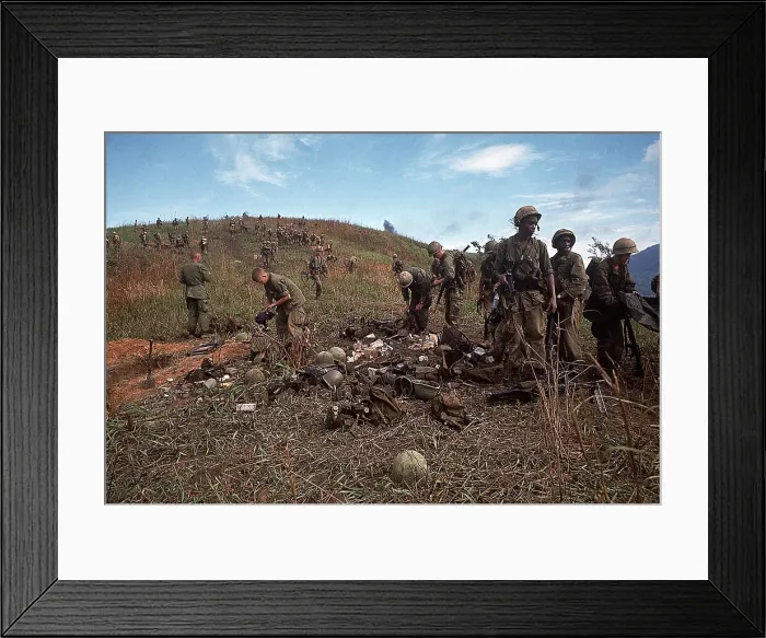 Framed Print : Vietnam 1967:US Marines Collecting Abandoned Equipment