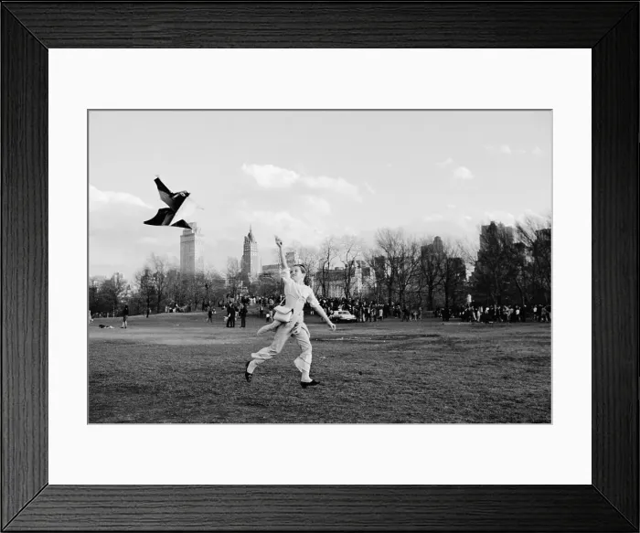 Framed Print : Girl Flying Kite in Central Park Framed Print : Girl Flying Kite in Central Park