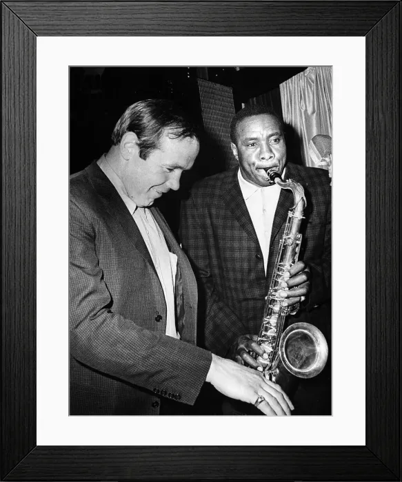 Framed Print : Sonny Liston Playing Sax for Ingemar Johansson Framed Print : Sonny Liston Playing Sax for Ingemar Johansson