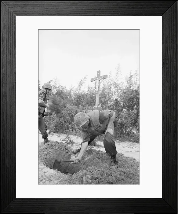 Framed Print : Soldier Digging a Grave Framed Print : Soldier Digging a Grave