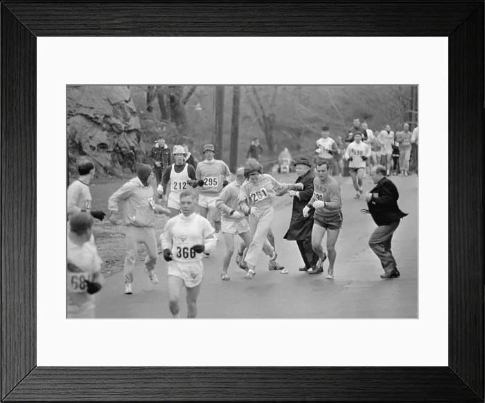 Framed Print : Kathy Switzer Escaping Marathon Director's Clutch Framed Print : Kathy Switzer Escaping Marathon Director's Clutch