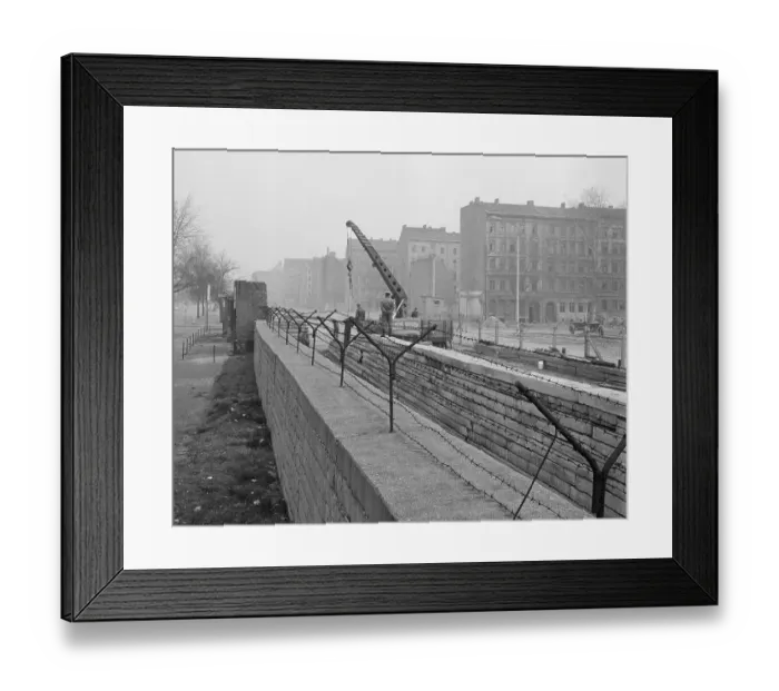 Framed Print : East Berlin Barrier Wall Being Erected