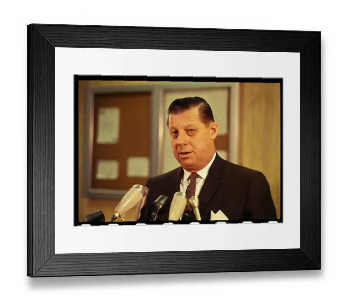 Framed Print : Gerald Getty Speaking to Newsmen