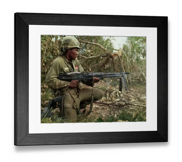 Framed Print : Soldier Firing His Machine Gun