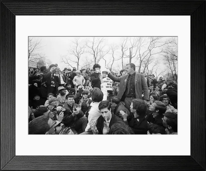 Framed Print : Man Burning Draft Card at Vietnam War Protest Framed Print : Man Burning Draft Card at Vietnam War Protest