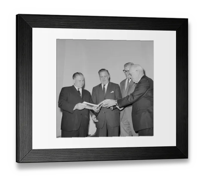 Framed Print : Olin E. Teague, James E. Webb, George P. Miller and Robert C. Seamans, Jr. Before Hearing Framed Print : Olin E. Teague, James E. Webb, George P. Miller and Robert C. Seamans, Jr. Before Hearing