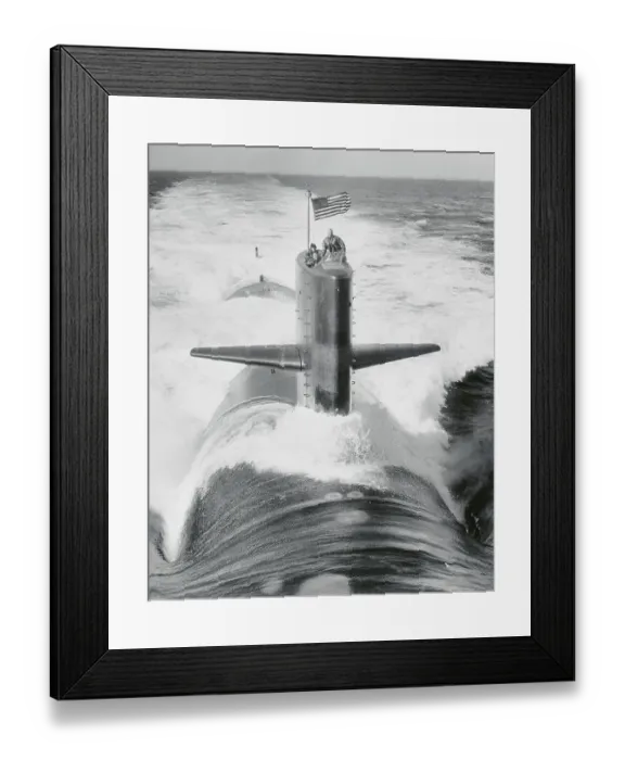 Framed Print : Men on Nuclear Submarine in Ocean Framed Print : Men on Nuclear Submarine in Ocean