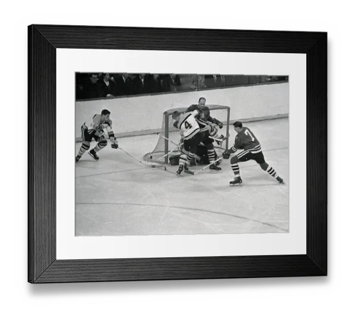 Framed Print : Bobby Orr Struggling With Goalie in Game