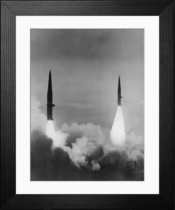 Framed Print : Missiles Being Launched into Sky Framed Print : Missiles Being Launched into Sky