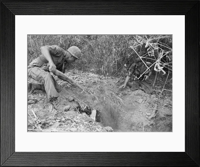 Framed Print : Two Soldiers Burying Vietcong Tunnel Framed Print : Two Soldiers Burying Vietcong Tunnel