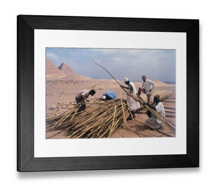 Framed Print : Norwegian Explorer Thor Heyerdahl Building Boats Framed Print : Norwegian Explorer Thor Heyerdahl Building Boats