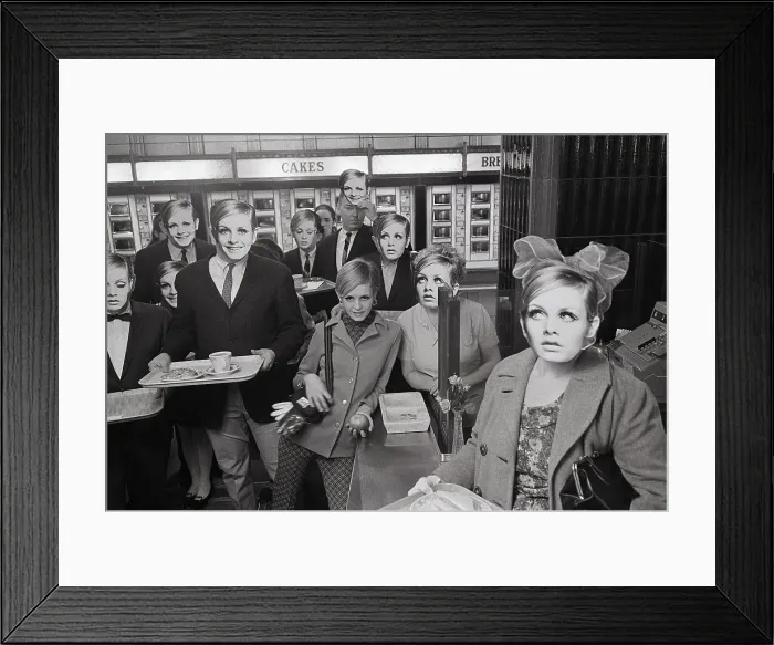 Framed Print : Twiggy and Look-Alikes at Cafeteria