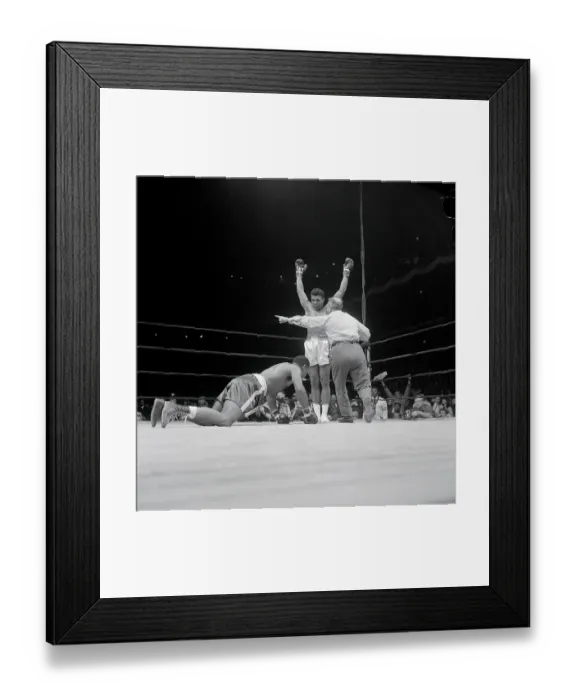 Framed Print : Muhammad Ali in Victory Pose over Zora Folley Framed Print : Muhammad Ali in Victory Pose over Zora Folley