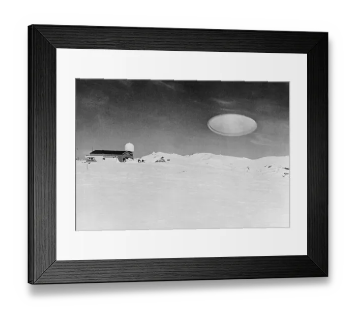 Framed Print : Ufo Over Barn In Snow Covered Field Framed Print : Ufo Over Barn In Snow Covered Field
