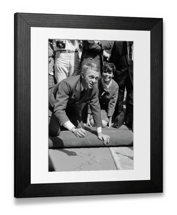 Framed Print : Steve McQueen Writing in Cement Framed Print : Steve McQueen Writing in Cement