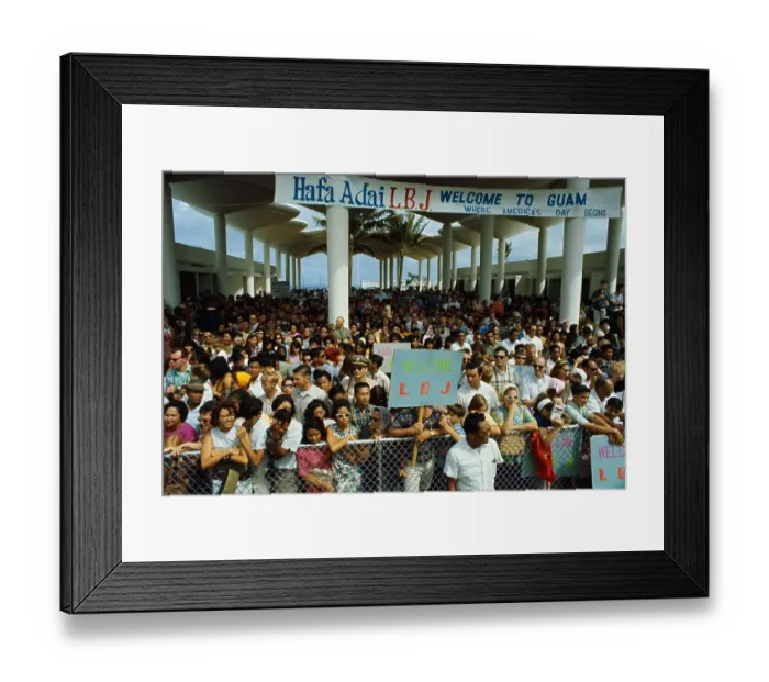 Framed Print : Crowd Welcoming President Johnson Framed Print : Crowd Welcoming President Johnson