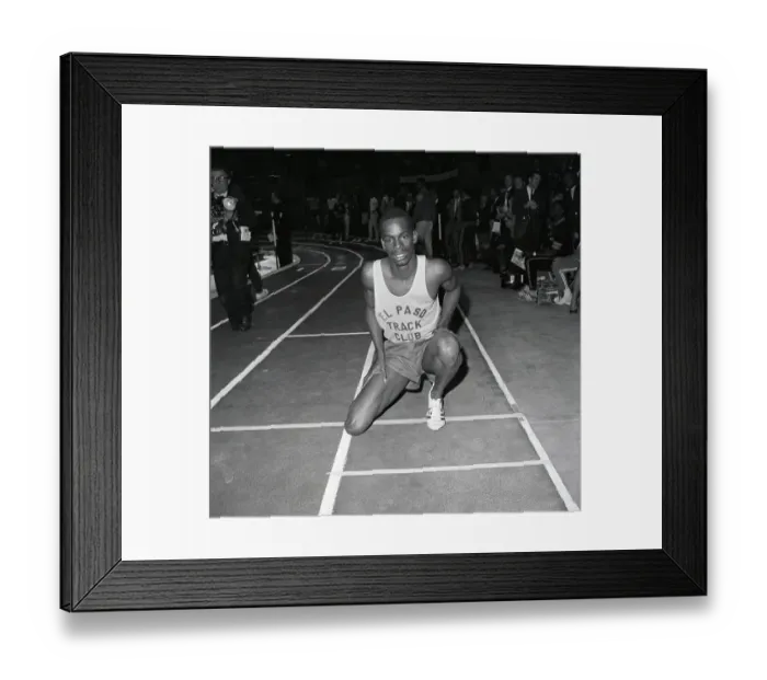 Framed Print : Bob Beamon Kneeling On Track Framed Print : Bob Beamon Kneeling On Track