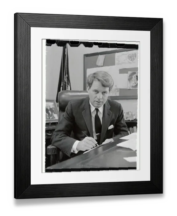 Framed Print : Robert Francis Kennedy Pausing from Writing at His Desk Framed Print : Robert Francis Kennedy Pausing from Writing at His Desk
