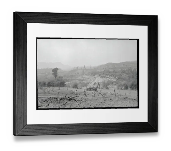 Framed Print : Smoking Debris in Destroyed Village Framed Print : Smoking Debris in Destroyed Village