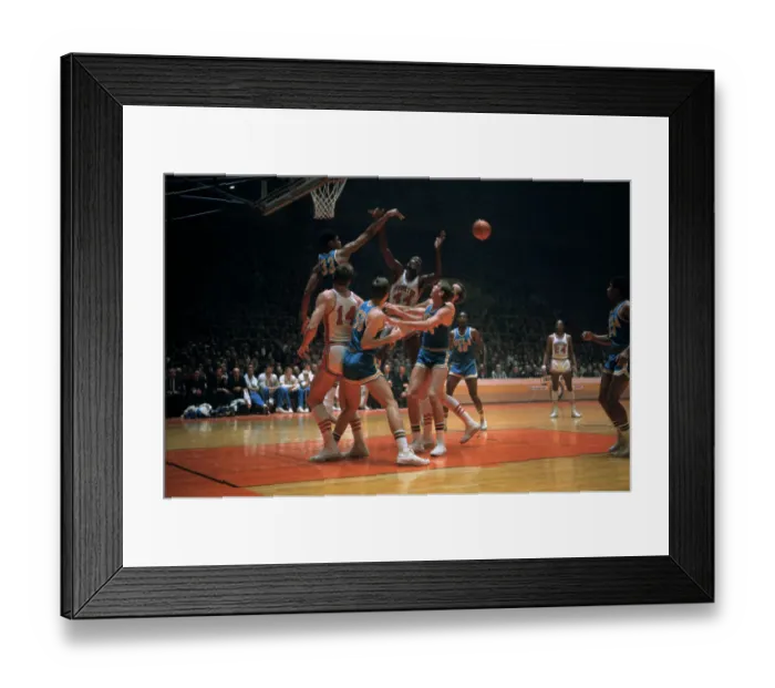 Framed Print : Lew Alcindor Controlling the Ball for a Blocked Shot Framed Print : Lew Alcindor Controlling the Ball for a Blocked Shot