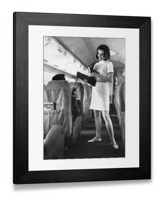 Framed Print : Model Demonstrating Stewardess Uniform Framed Print : Model Demonstrating Stewardess Uniform