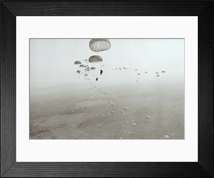 Framed Print : American Troops Parachuting in Saigon Framed Print : American Troops Parachuting in Saigon