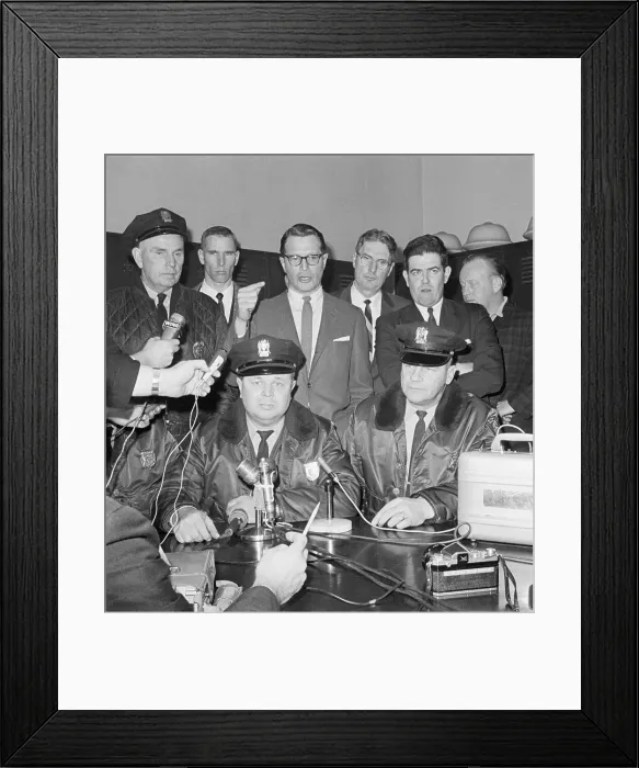 Framed Print : Policemen Who Arrested Boston Strangler at Press Conference Framed Print : Policemen Who Arrested Boston Strangler at Press Conference