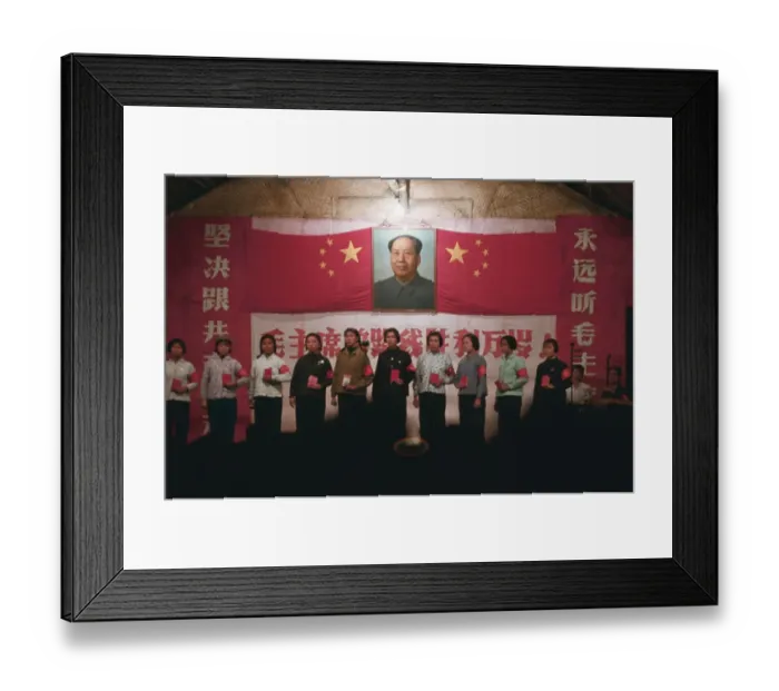 Framed Print : Red Guards Posing in Front of Banner Framed Print : Red Guards Posing in Front of Banner