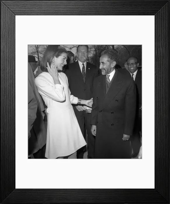 Framed Print : Jacqueline Kennedy and Haile Selassie