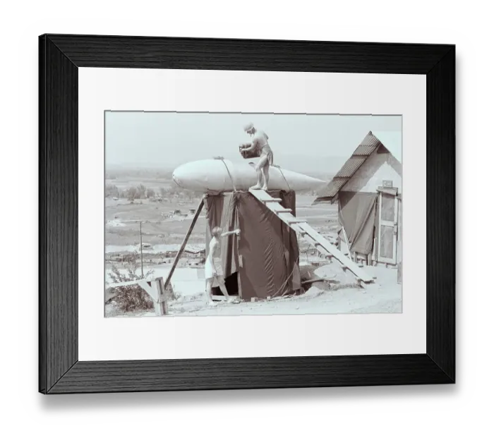 Framed Print : Soldiers Making Shower From Plane Parts Framed Print : Soldiers Making Shower From Plane Parts