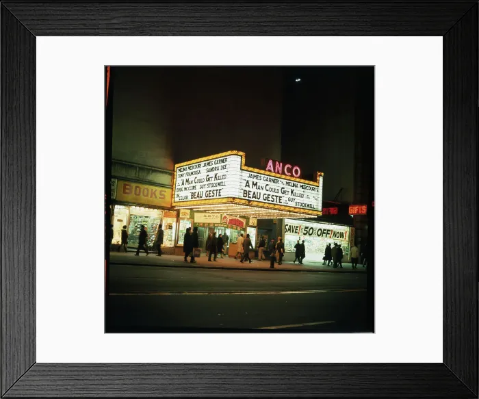Framed Print : Night View of a Movie Theater