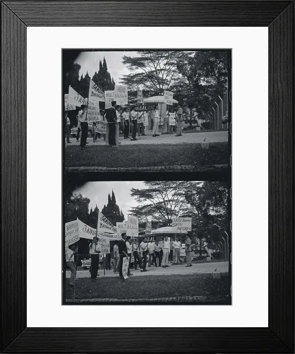Framed Print : Group of People Carrying Signs in Street Framed Print : Group of People Carrying Signs in Street