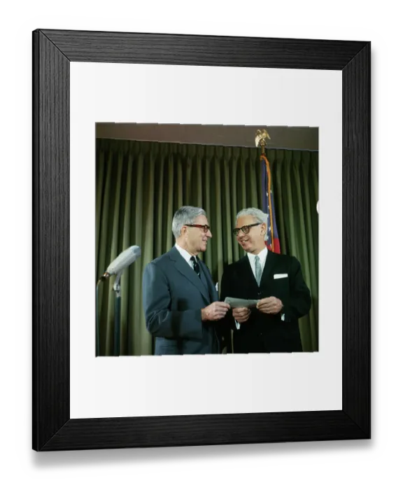 Framed Print : Arthur Goldberg Presenting a Check to Henry Labouisse Framed Print : Arthur Goldberg Presenting a Check to Henry Labouisse